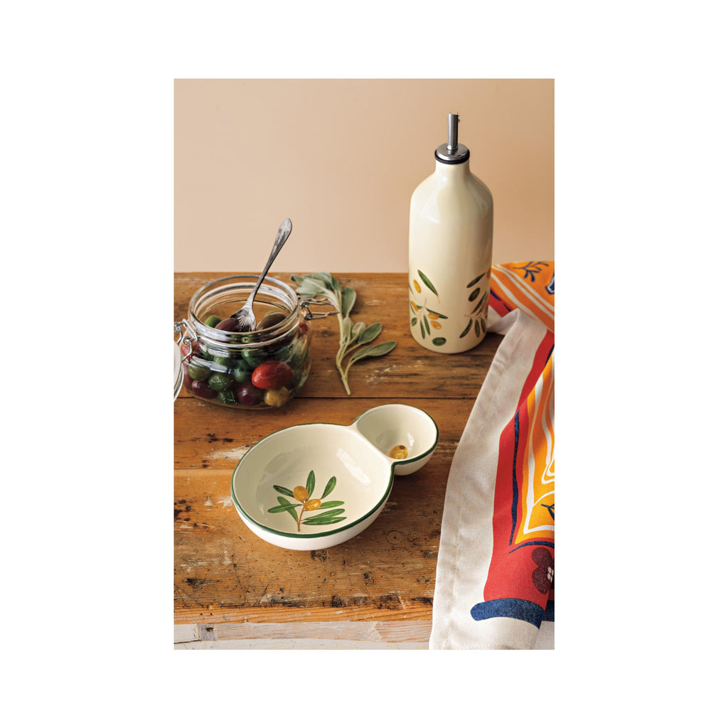 Olive Divided Dish - on table