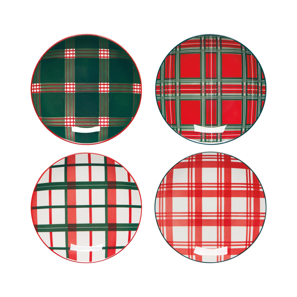 Holiday Plaid Appetizer Plate Set of 4