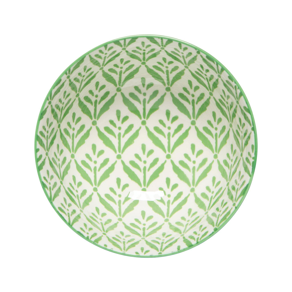 Green Leaf Stamped Bowl - Small - interior