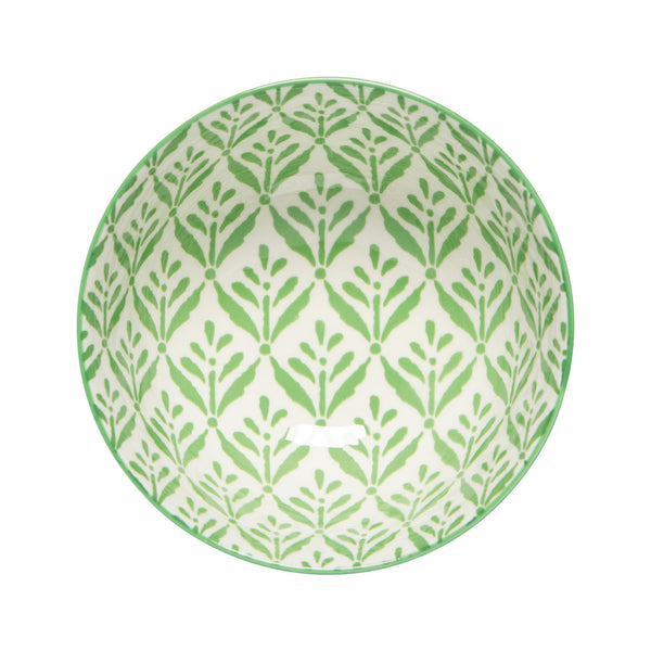 Green Leaf Stamped Bowl - Small - interior