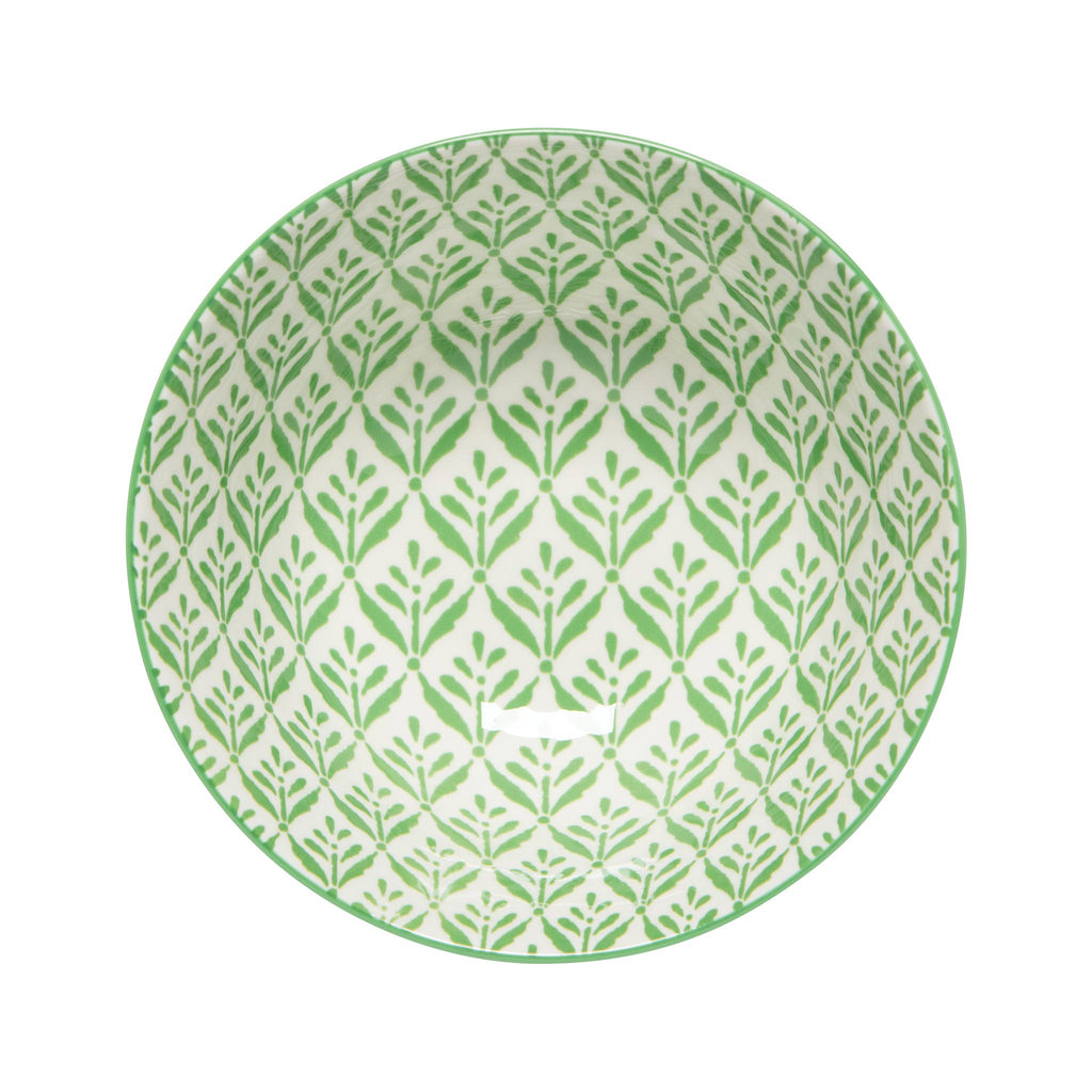 Green Leaf Stamped Bowl - Medium - interior