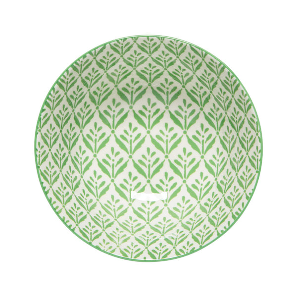 Green Leaf Stamped Bowl - Medium - interior