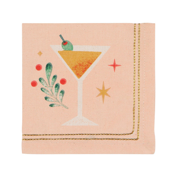 Spirits Printed Cocktail Napkin Set of 4 - single napkin