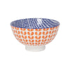 Orange Blue Blossom Stamped Bowl - Small