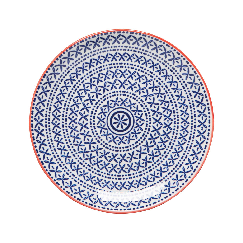 Blue Stitch Stamped Appetizer Plate