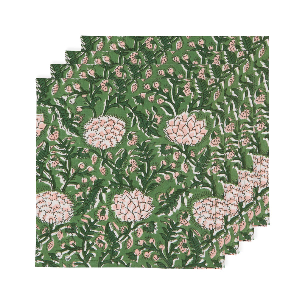 Peony Block Print Napkin Set of 4