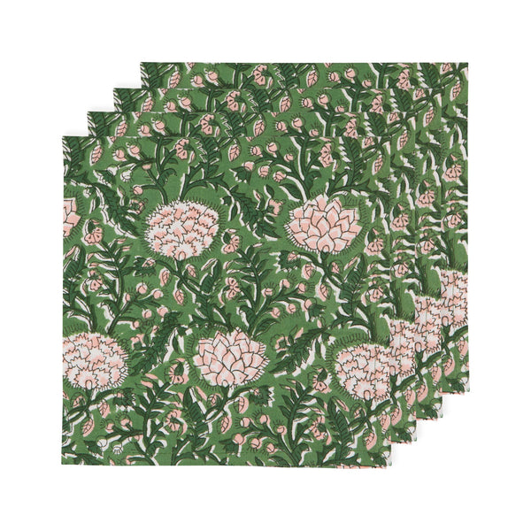 Peony Block Print Napkin Set of 4