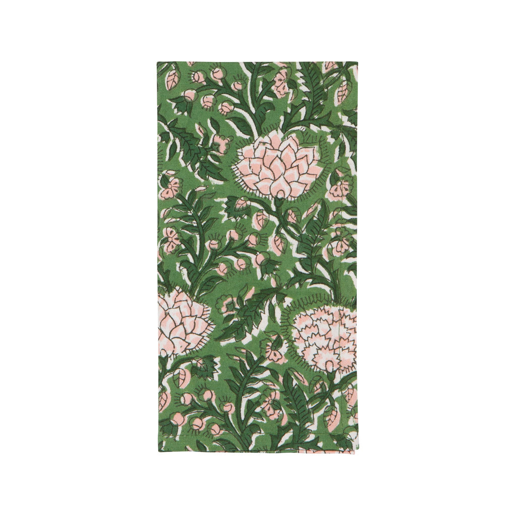 Peony Block Print Napkin Set of 4 - folded