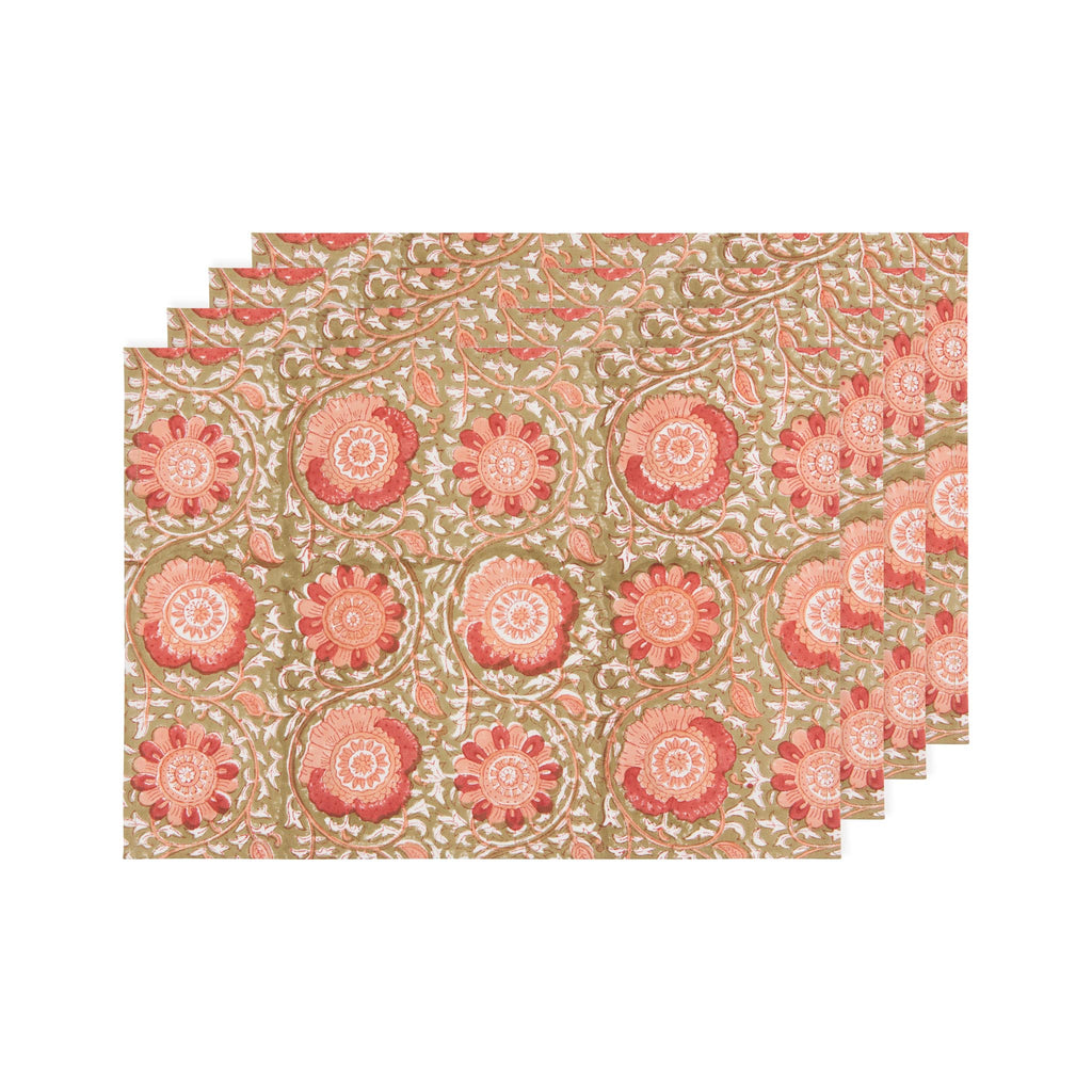 Zinnia Block Print Placemat Set of 4