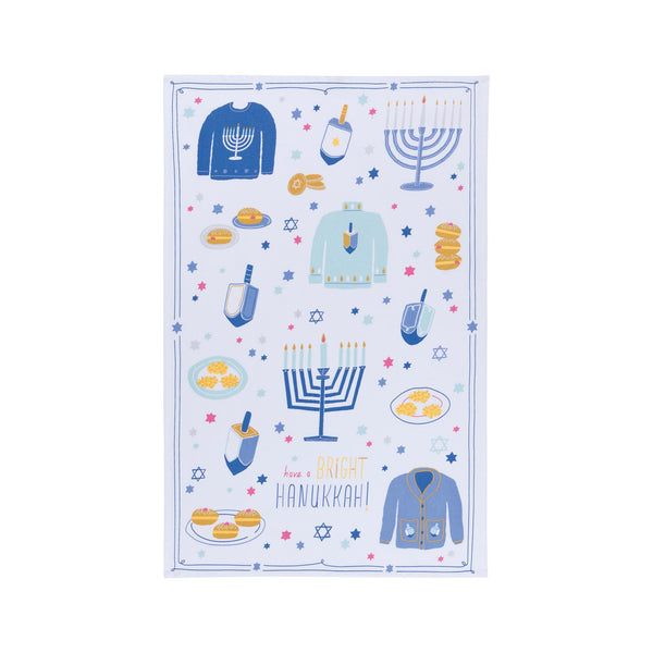 Bright Hanukkah Tea Towel