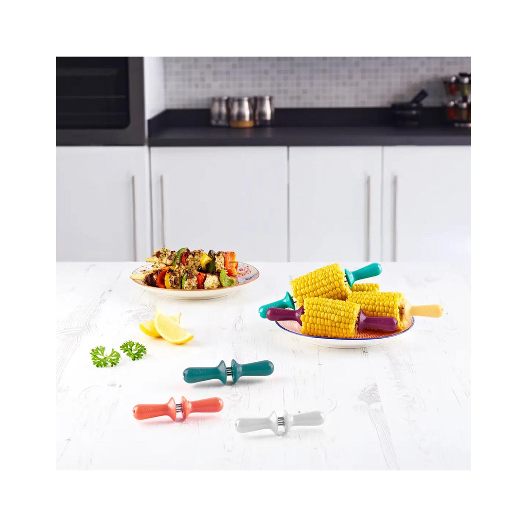 Zyliss Opaque Interlocking Corn Holder Set - in use