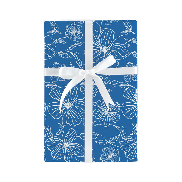 Design Design Jumbo Gift Wrap - 10ft. - Floral Blue