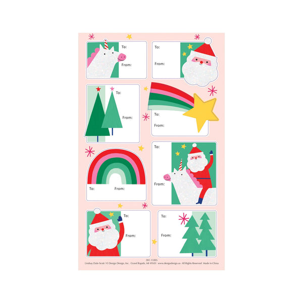 Rainbow Unicorn  Santa Gift Labels