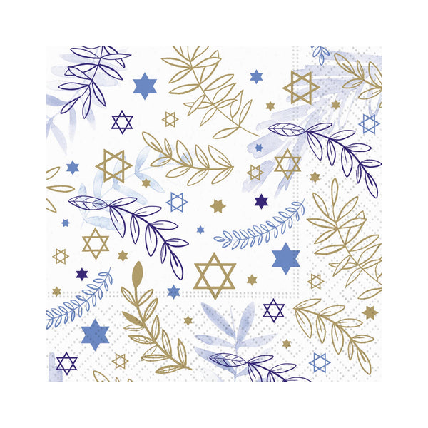 Judaica  Stars & Leaves Beverage Napkins