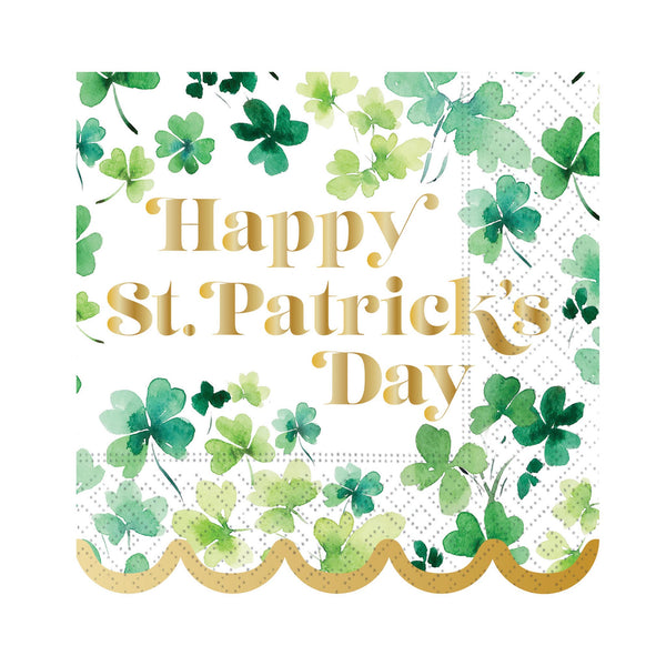 Watercolor Shamrock Beverage Napkins