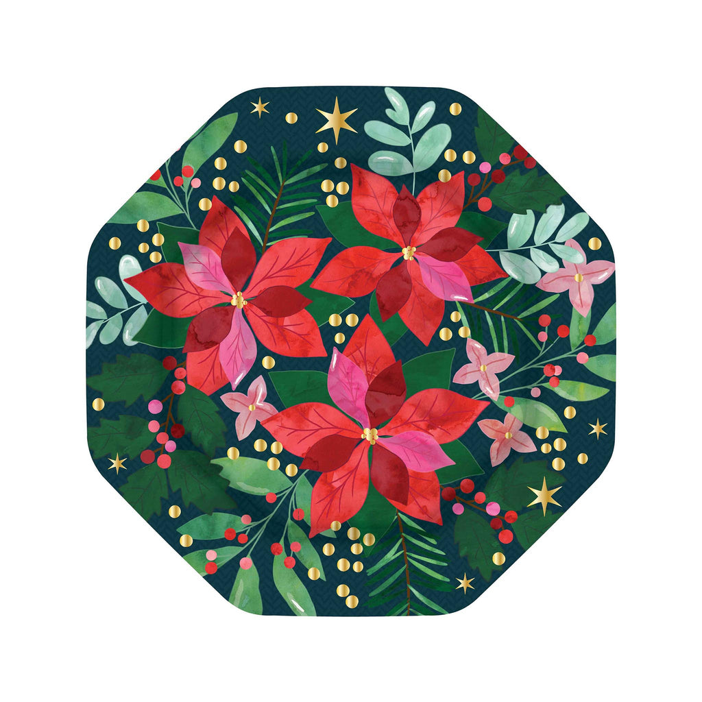 Poinsettia Paper Dessert Plates