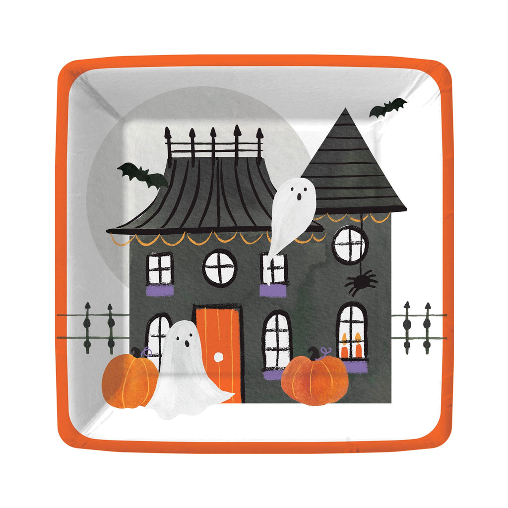Spooky Neighborhood Paper Dessert Plates