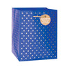 Gold Swiss Dots Gift Gift Bags - Blue - Square