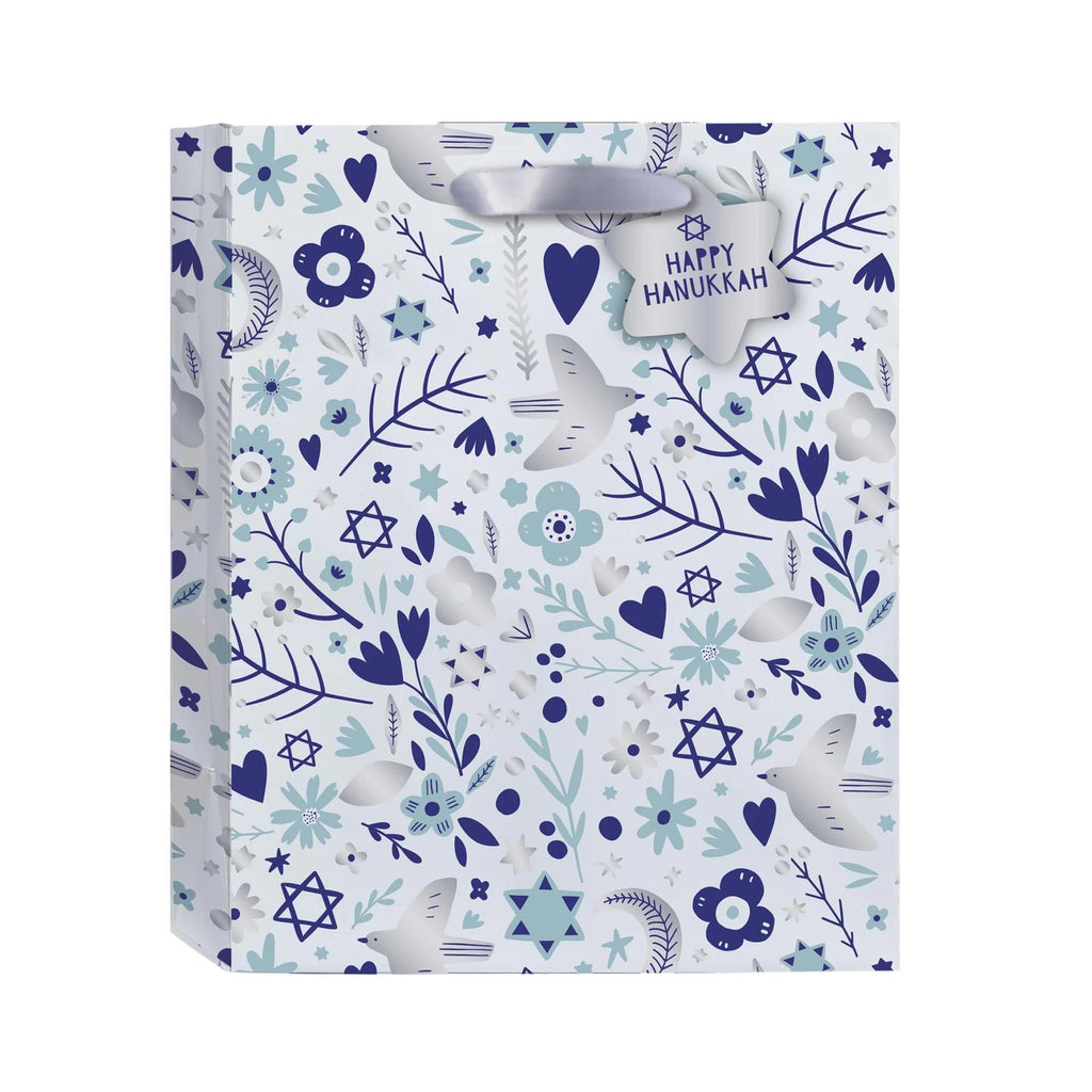 Hanukkah Dove & Menorrah Gift Bag - Medium