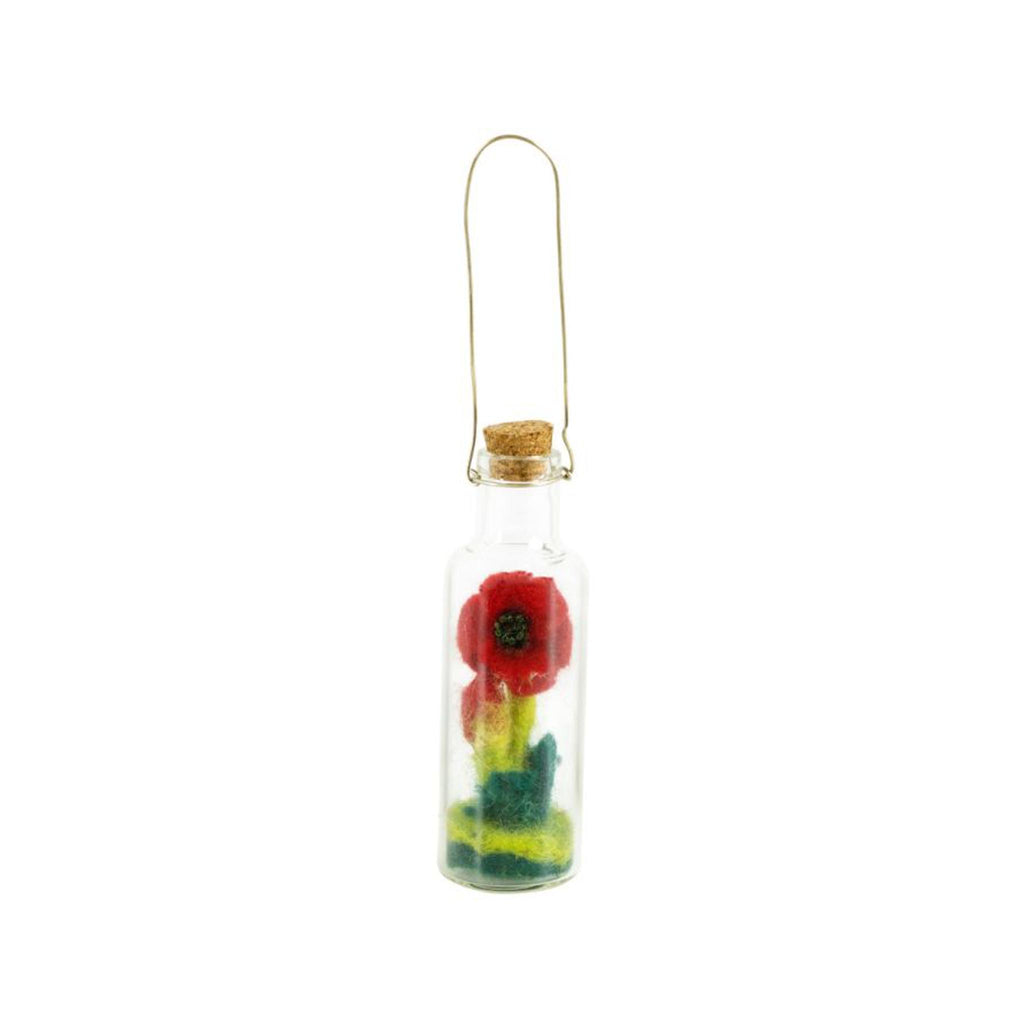 Bottled Felt Flower Ornaments - Red Poppy