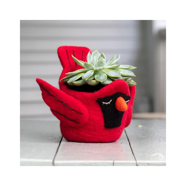 Felt Planter - Cardinal in use