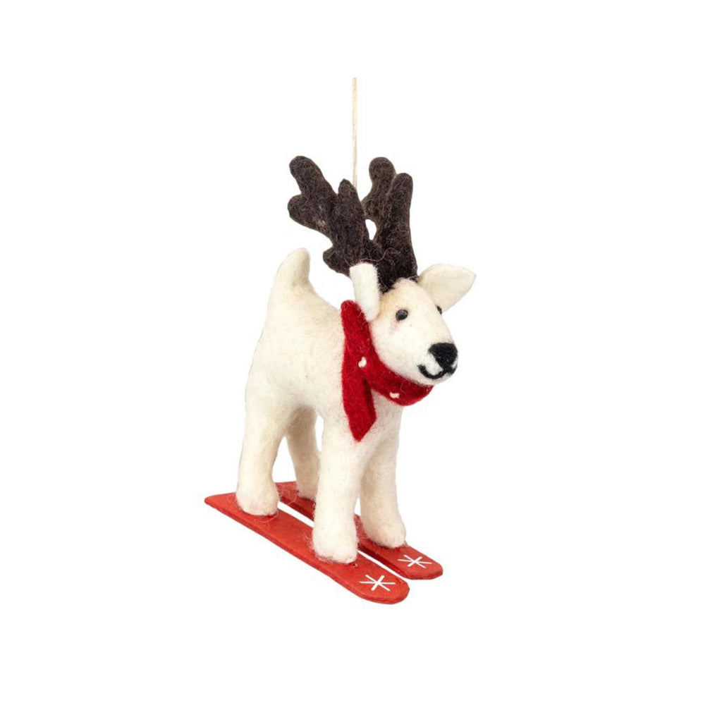 Wintertime Friends Felt Ornaments - Skiing Caribou