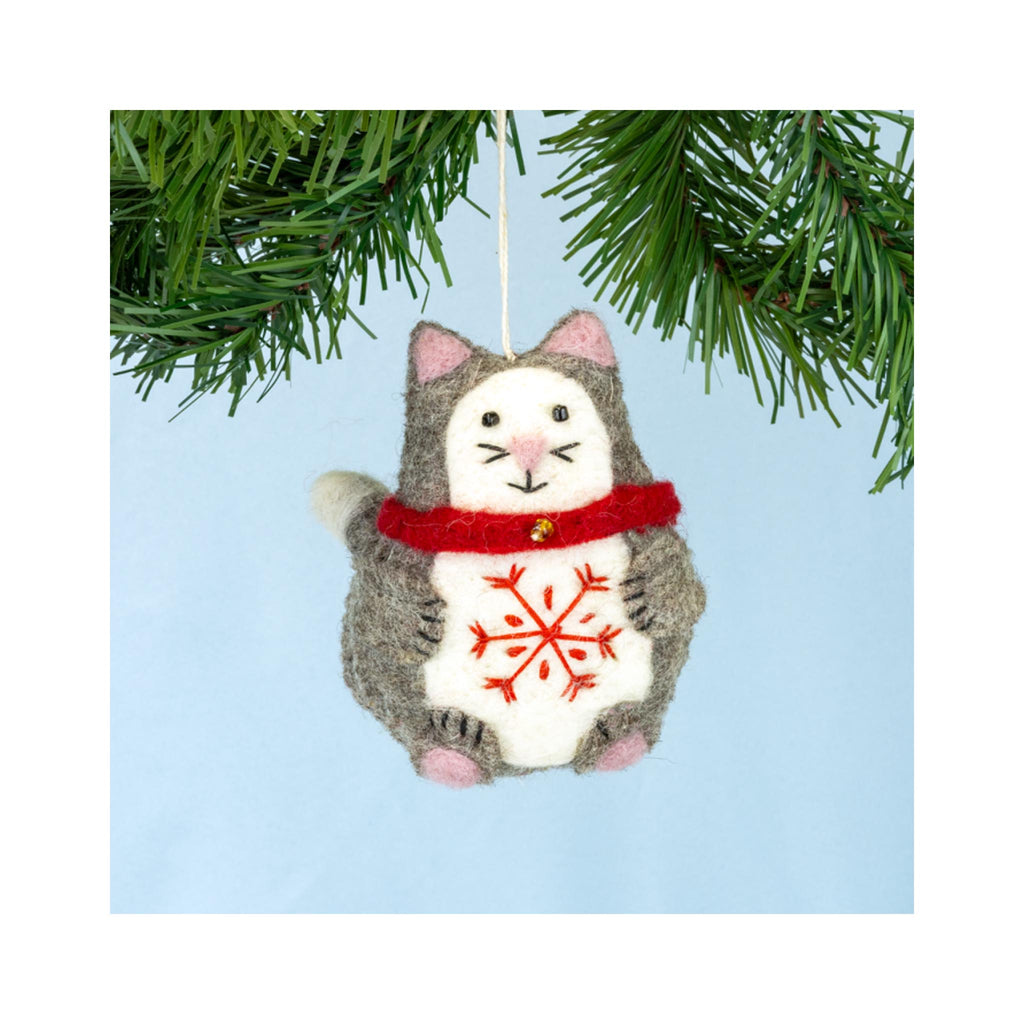 Wintertime Friends Felt Ornaments - Snowflake Kitty