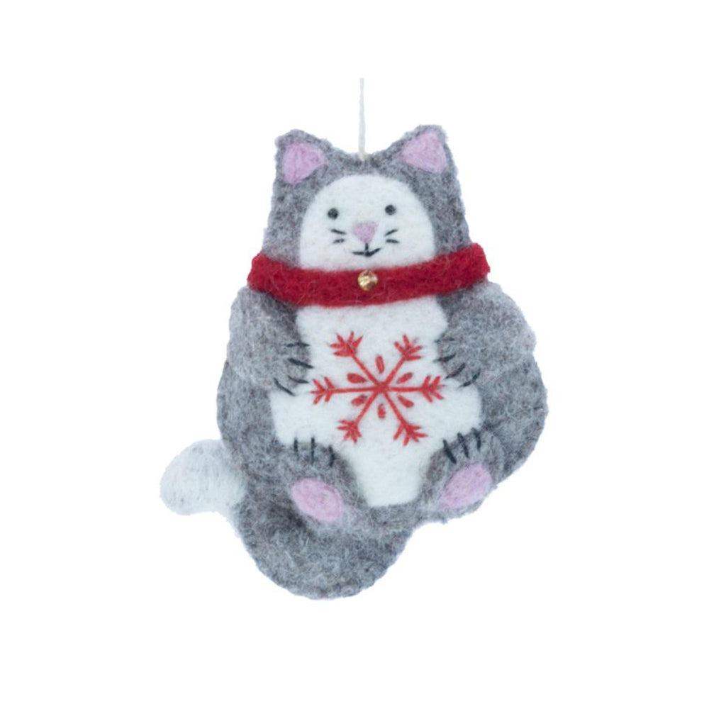 Wintertime Friends Felt Ornaments - Snowflake Kitty