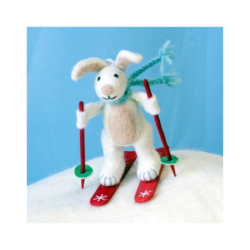 Wintertime Friends Felt Ornaments - Skiing Bunny