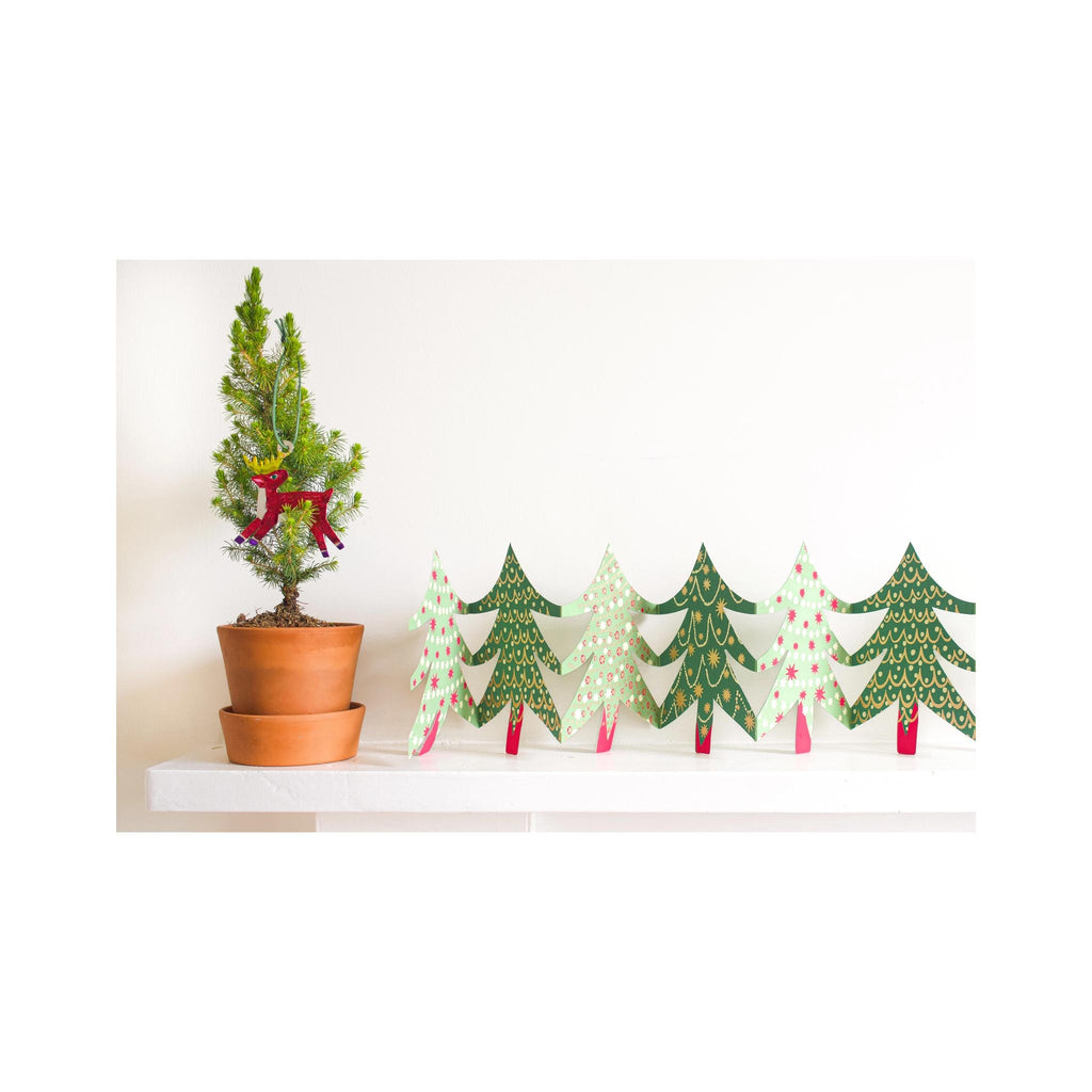 Christmas Trees Concertina Garland - on mantle