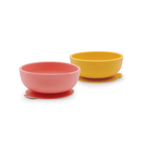 Ekobo Silicone Suction Bowl Set - Mimosa / Coral