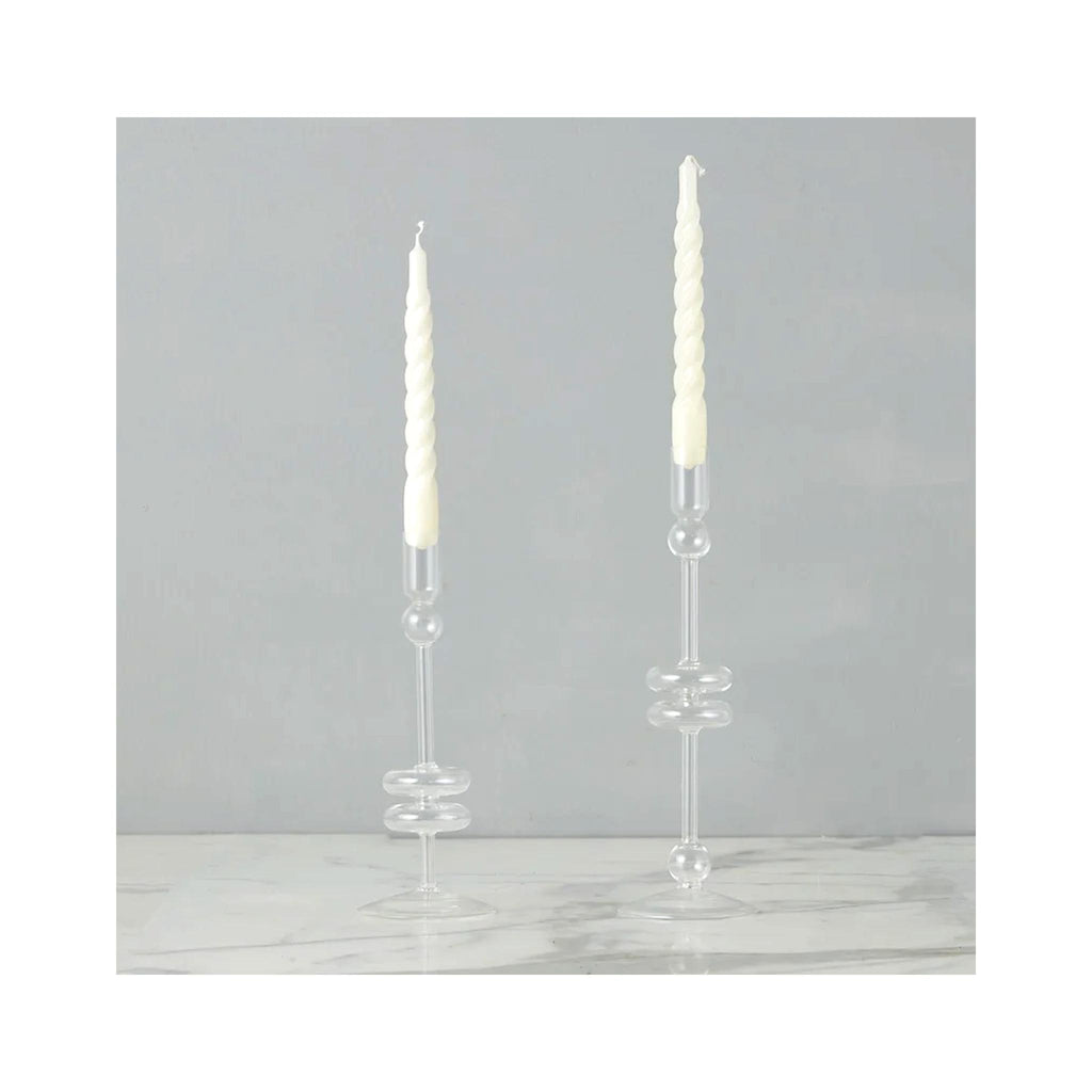 Elegant Glass Candle Holder Pairs - Medium - Clear