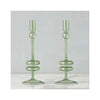 Elegant Glass Candle Holder Pairs - Medium - Sage