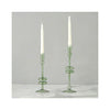 Elegant Glass Candle Holder Pairs - Medium - Sage
