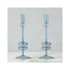 Elegant Glass Candle Holder Pairs - Medium - Denim