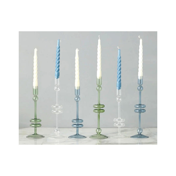 Elegant Glass Candle Holder Pairs - Medium
