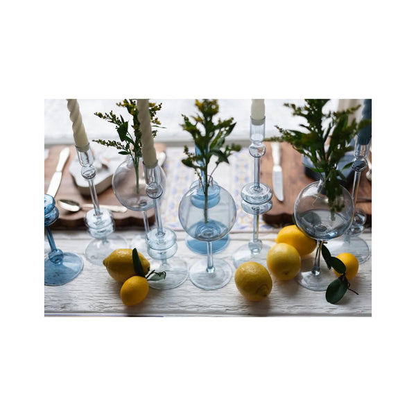 Elegant Glass Candle Holder Pairs - Large - on table