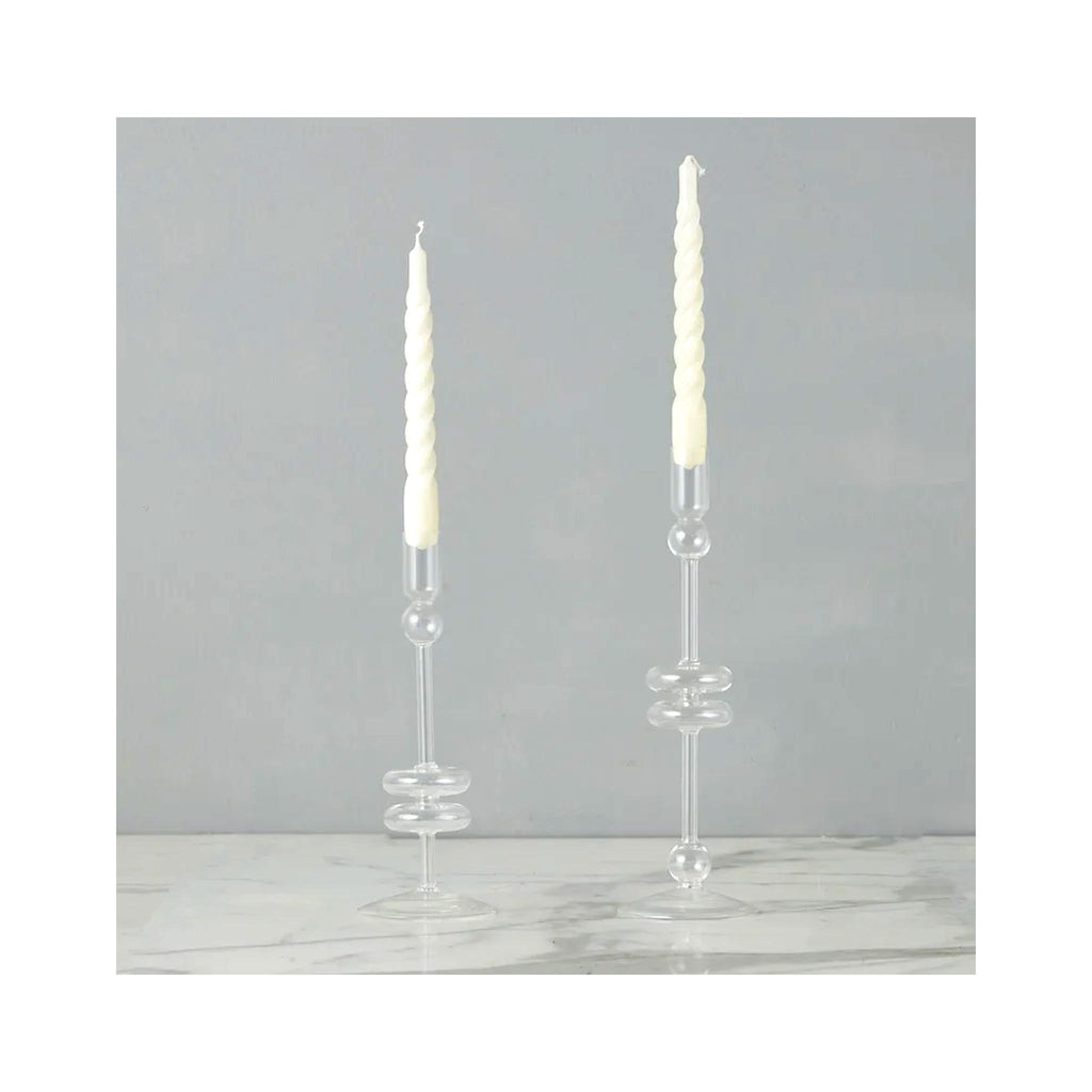 Elegant Glass Candle Holder Pairs - Large - Clear
