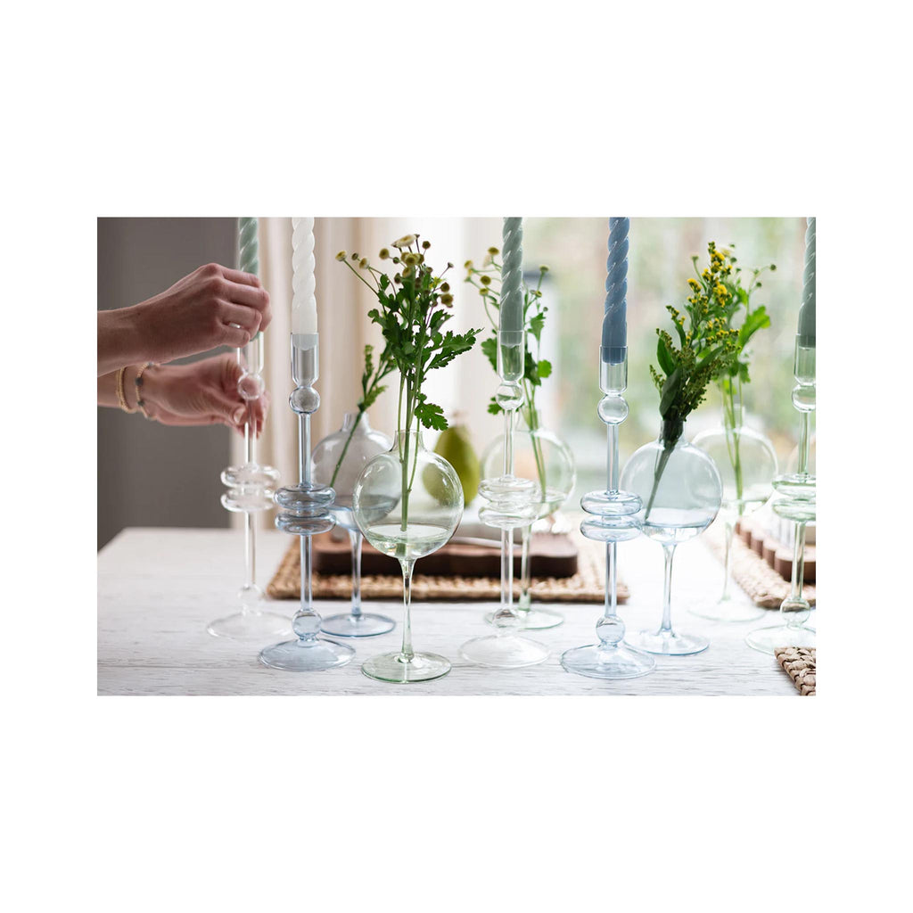 Elegant Glass Candle Holder Pairs - Large - on table