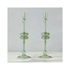 Elegant Glass Candle Holder Pairs - Large - Sage