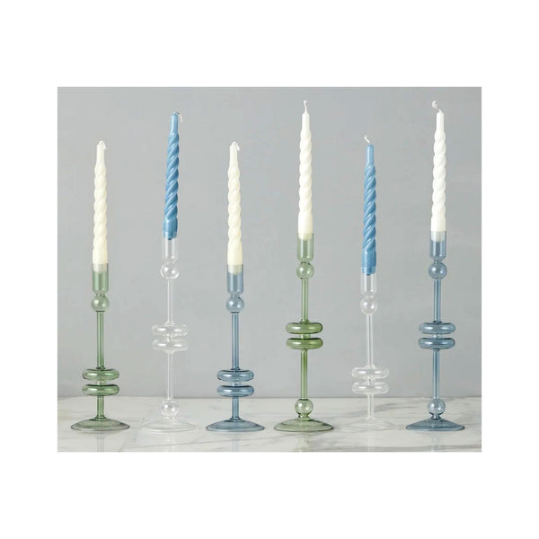 Elegant Glass Candle Holder Pairs - Large