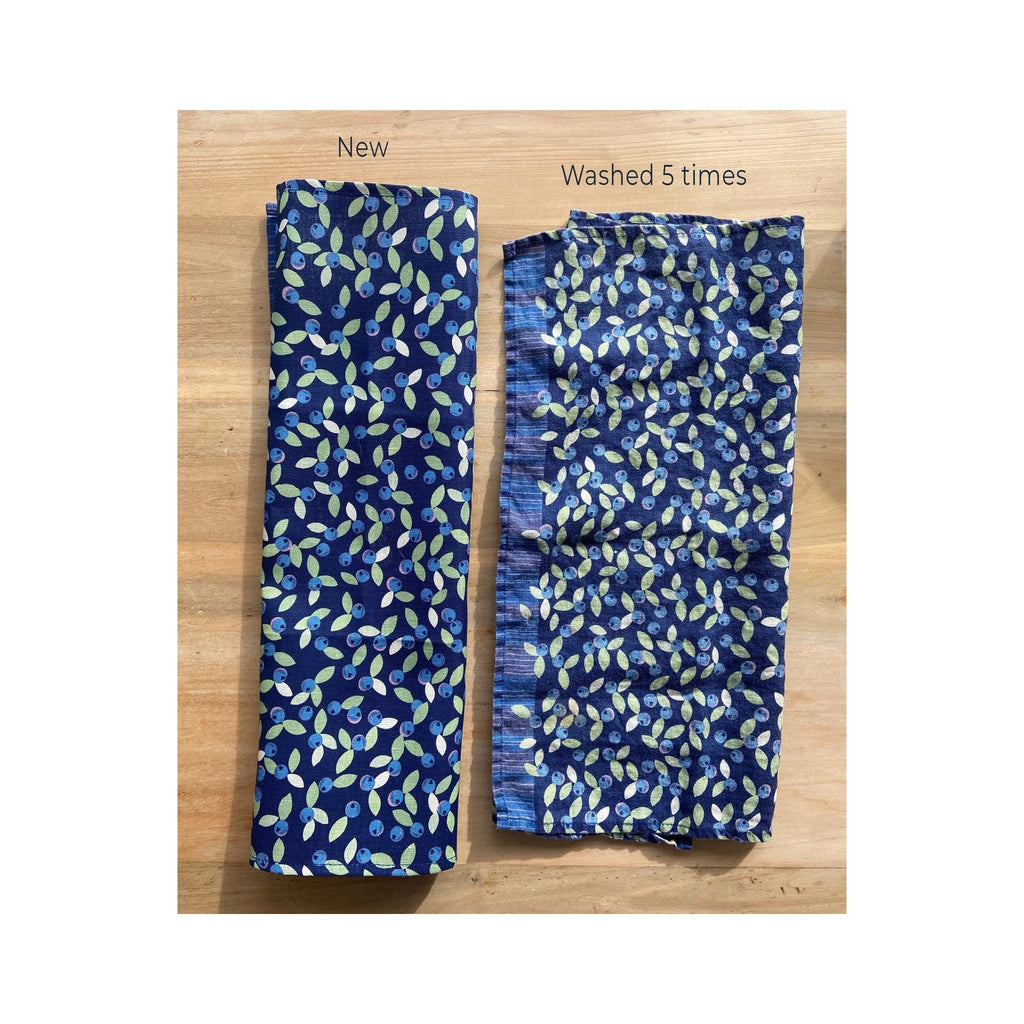 Be Wild Blueberry Linen Tea Towel - washed