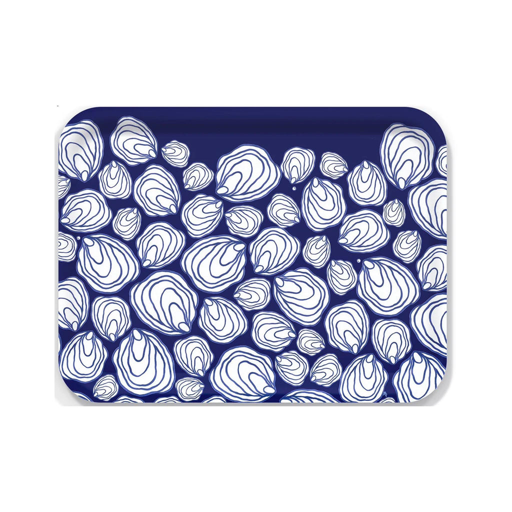 Finnish Birch Tray - Large - Oysters on Blue