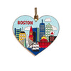 Boston Skyline Heart Enamel Holiday Ornament