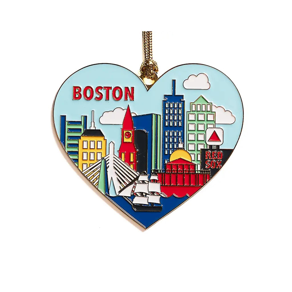 Boston Skyline Heart Enamel Holiday Ornament