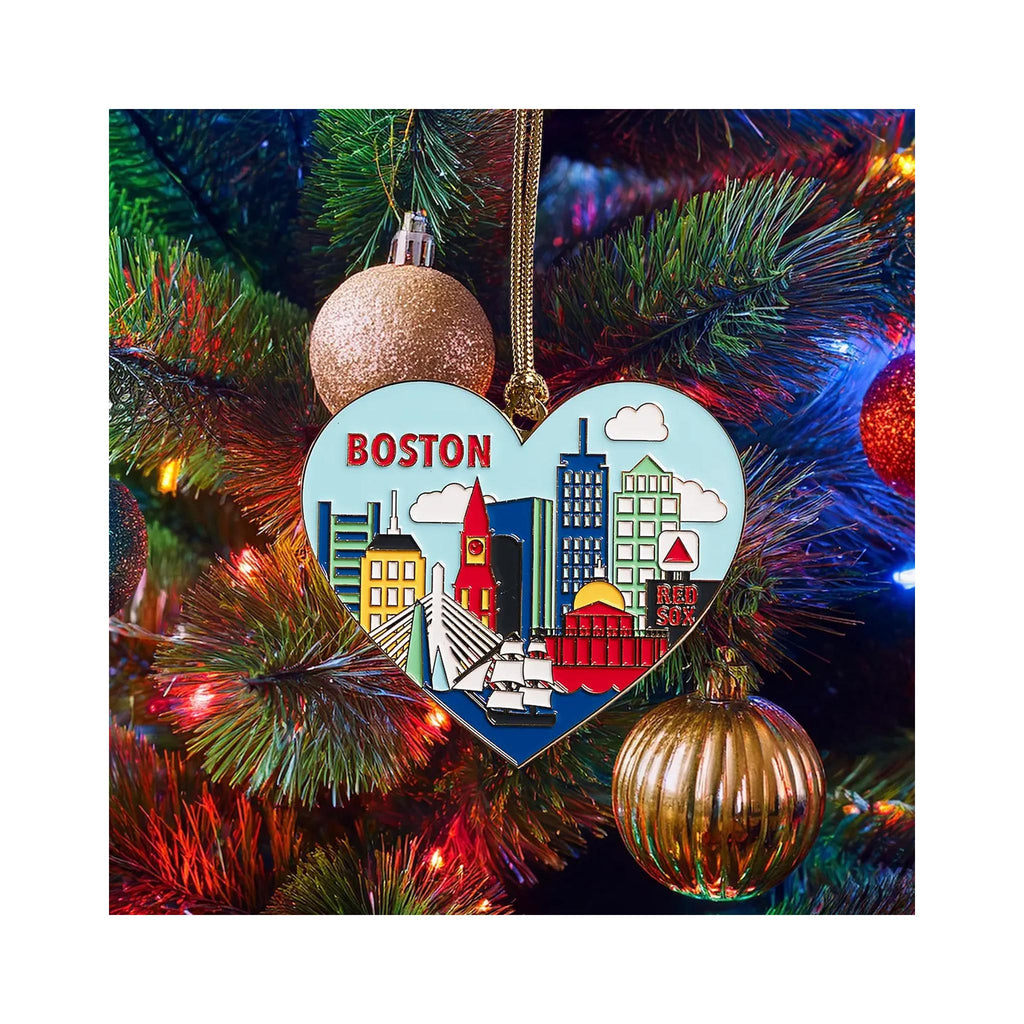 Boston Skyline Heart Enamel Holiday Ornament