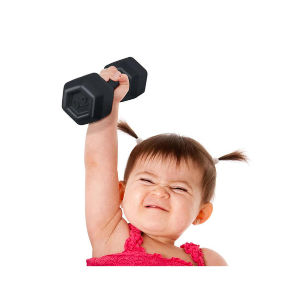 Buff Baby - Dumbbell Rattle - in use