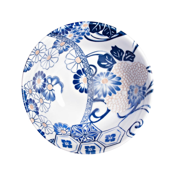 Japanese Blue Florals Bowls - 6"