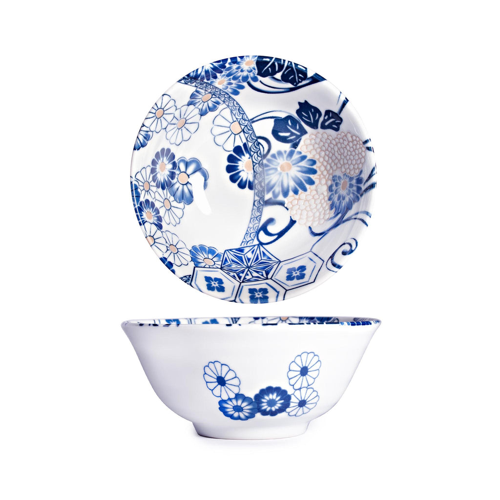 Japanese Blue Florals Bowls - 6"
