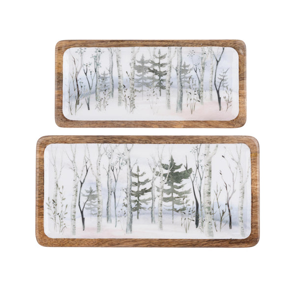 Winter Forest Mango Wood Trays